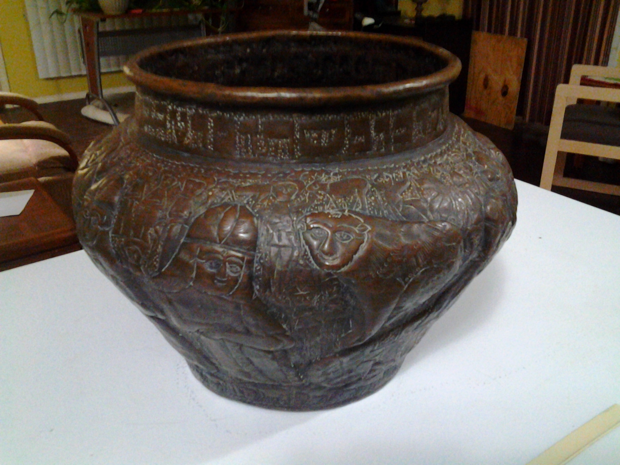 Antique Judaica Brass Pot with Hebrew Script InstAppraisal